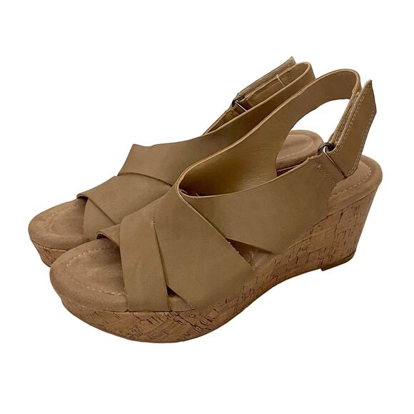 Chinese Laundry 3" Platform Cork Heels Tan Size 7 - Picture 1 of 9